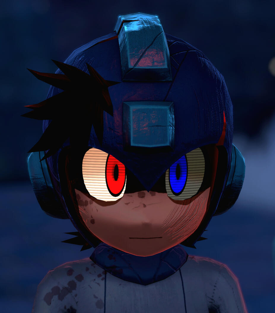 Faded Mega Man 3D Headshot